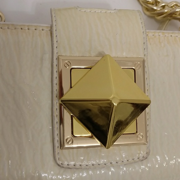 Big Buddha Crossbody Convertible Bag Cream Ivory Sm w Shiny Leather & Gold Purse - Picture 6 of 8